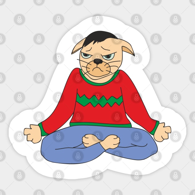 Cat in the lotus position Sticker by Alekvik